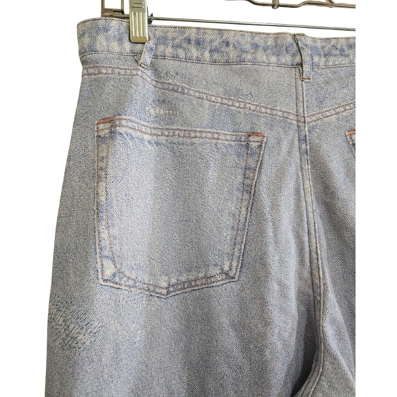 Ecru Denim-Print Wide-Leg Sweatpants 10 Pockets Zip & Button Closure Light Blue - Picture 5 of 9